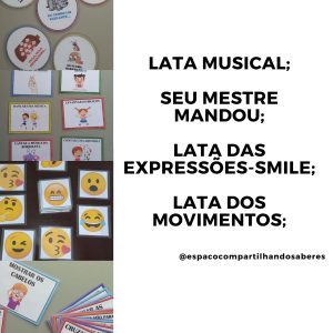 Cards da Lata Musical; Seu Mestre Mandou; Lata das Expressões e Lata dos Movimentos.