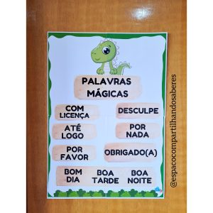 Painel Palavras Mágicas tema Dinossauros